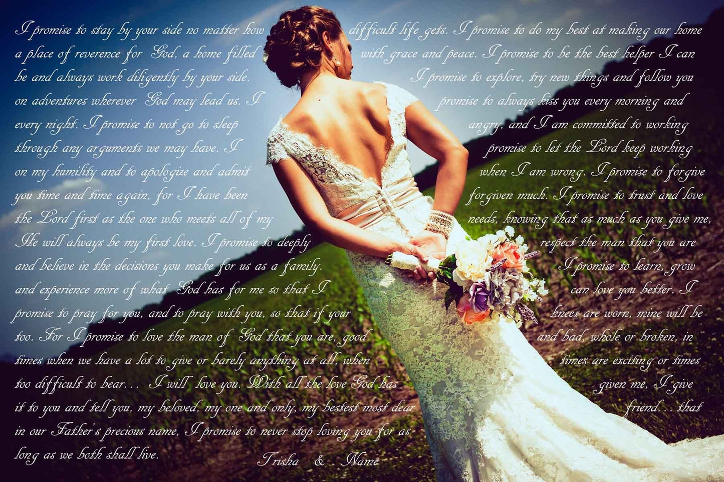 First Wedding Anniversary Gift - Your Wedding Vows On Canvas