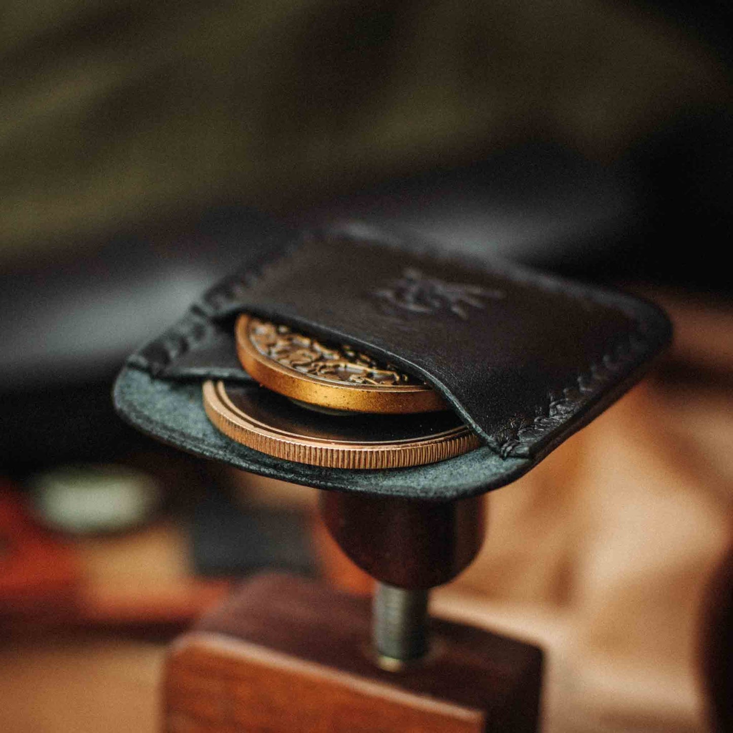 Pirate Goods Peso Pocket Duo Coin Holder – Leather Challenge Coin Case for Two Coins