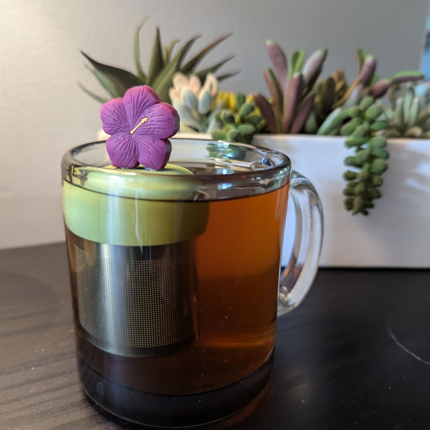 Floating Purple Hibiscus Flower Tea Infuser - Cute Tea Infuser for Loose Leaf Tea