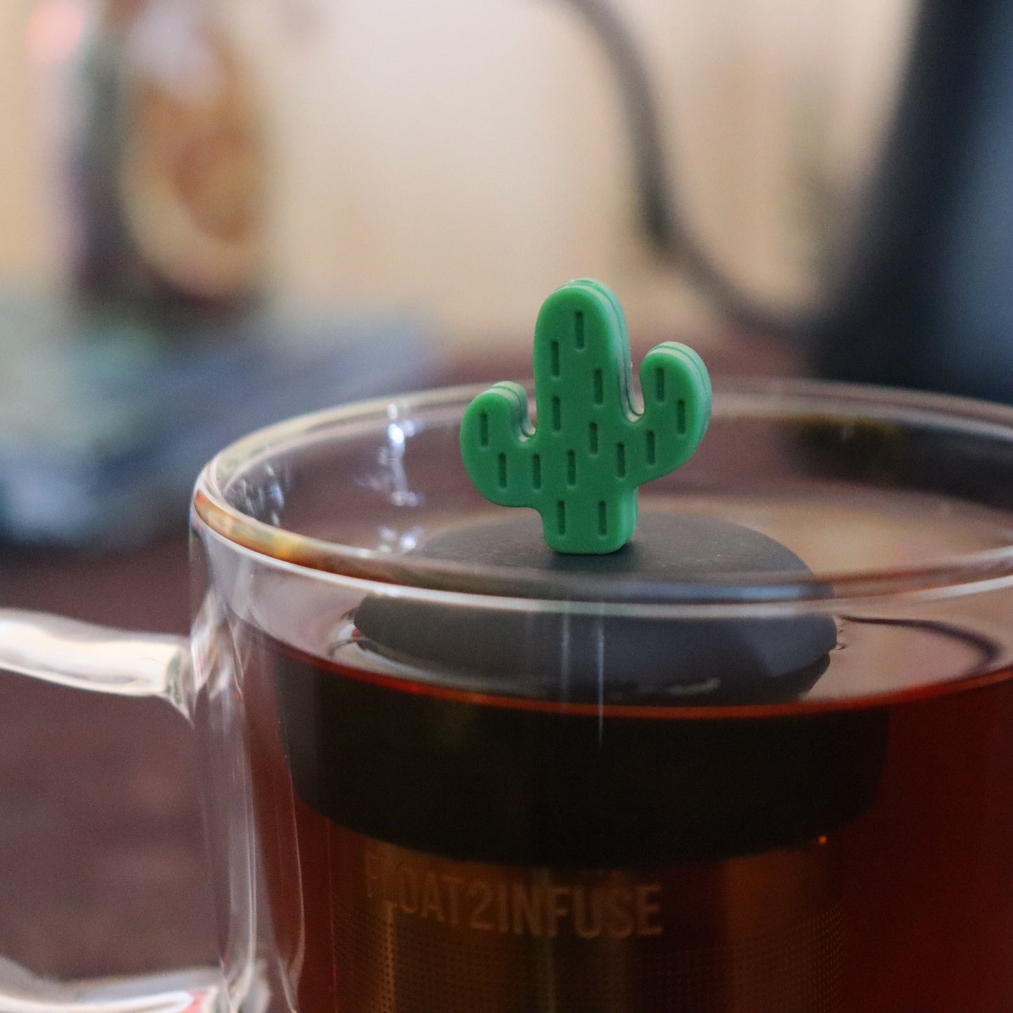 Floating Green Saguaro Cactus Tea Infuser - Cute Tea Infuser for Loose Leaf Tea
