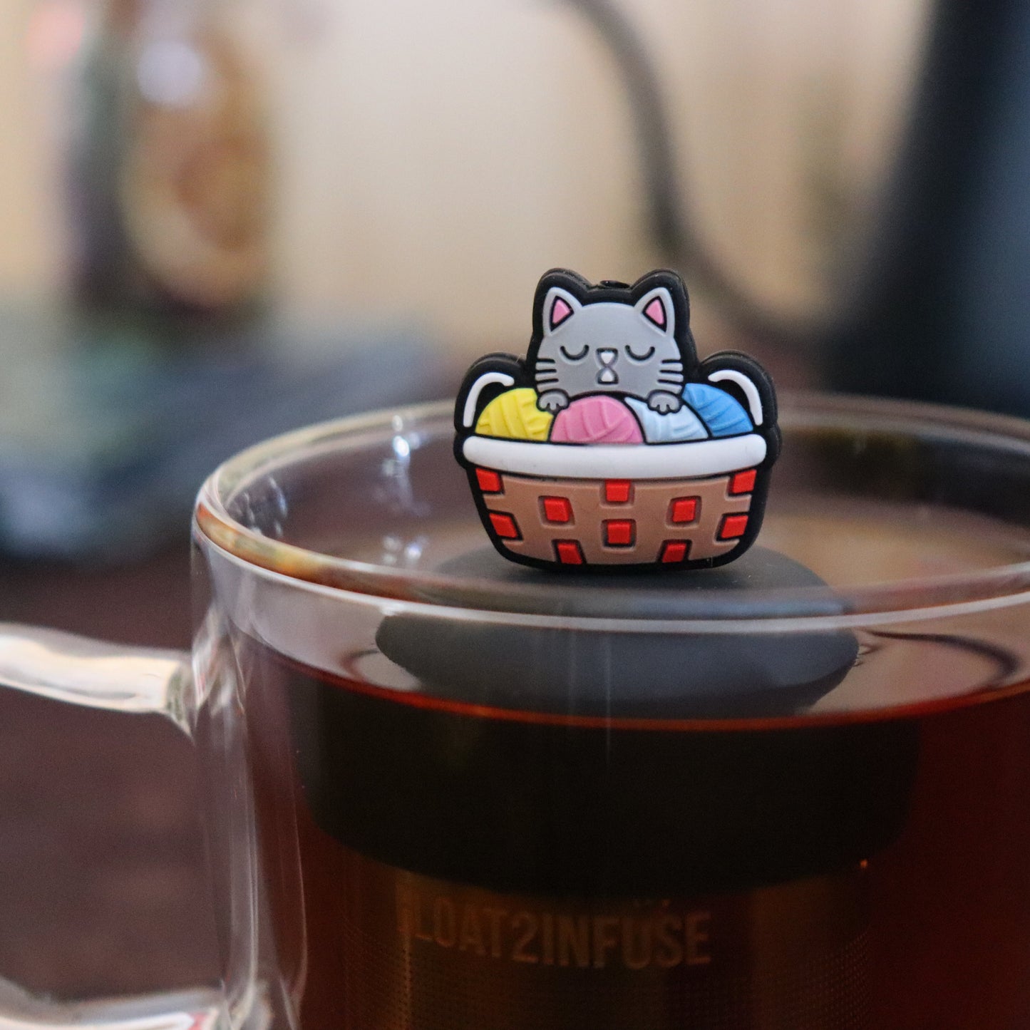 Floating Cat Knitting Yarn Tea Infuser - Cute Animal Tea Infuser for Loose Leaf Tea