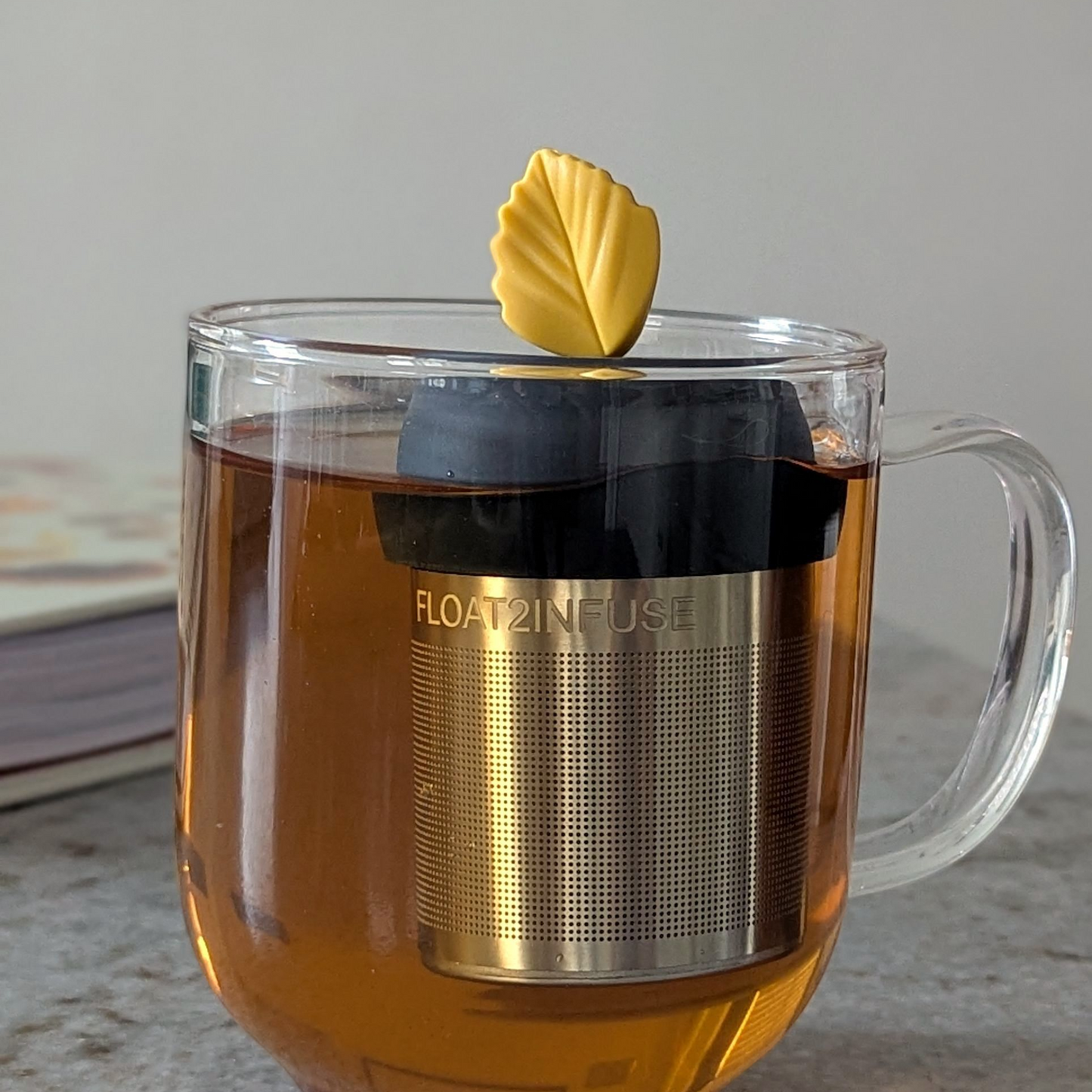 Floating Yellow Fall Leaf Tea Infuser - Cute Tea Infuser for Loose Leaf Tea