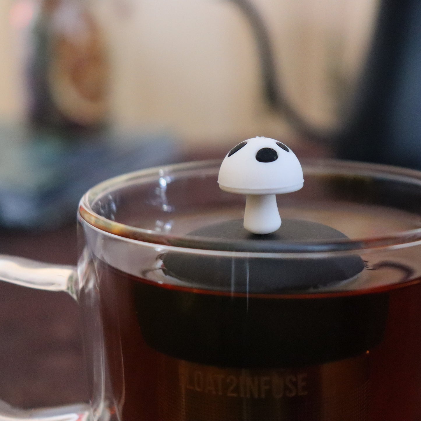 Floating White Mushroom Tea Infuser - Cute Tea Infuser for Loose Leaf Tea