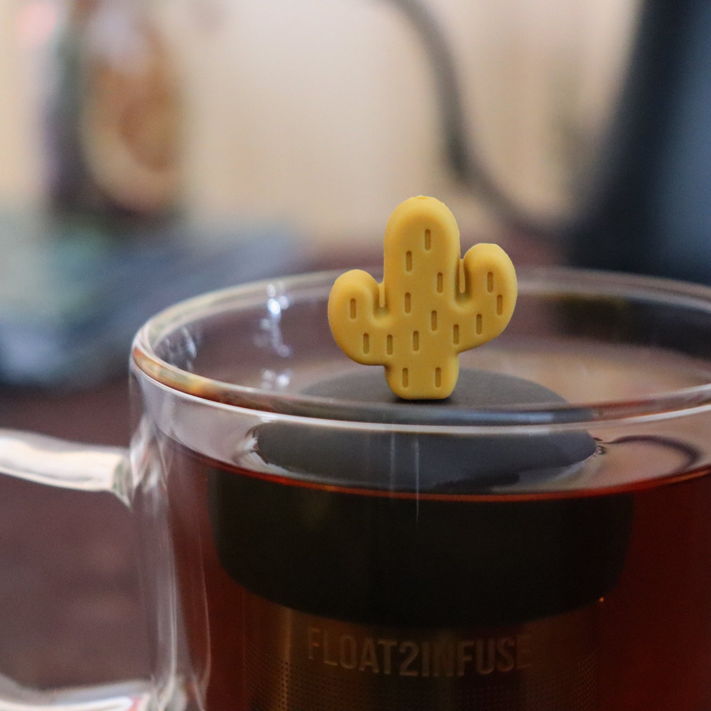 Floating Sunset Yellow Saguaro Tea Infuser - Cute Tea Infuser for Loose Leaf Tea