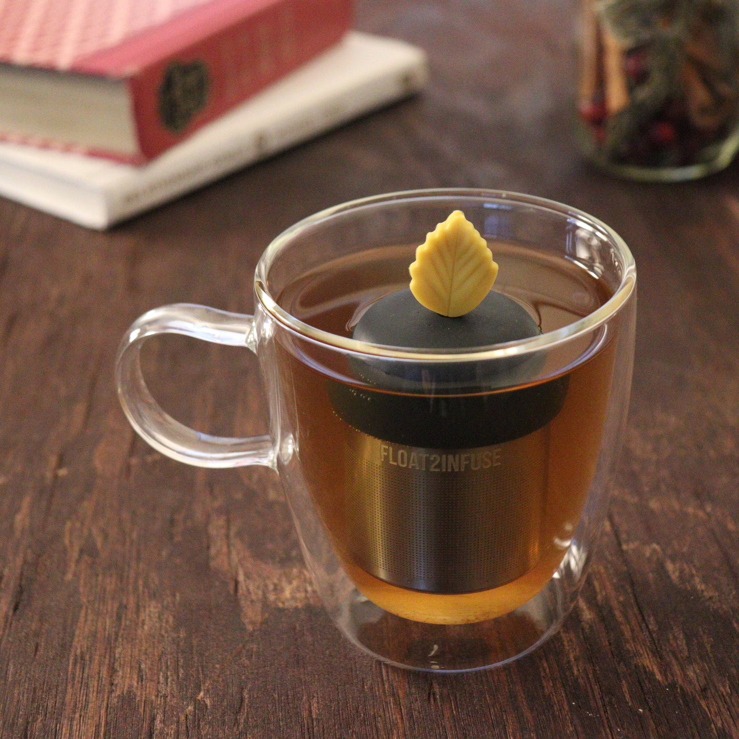 Floating Yellow Fall Leaf Tea Infuser - Cute Tea Infuser for Loose Leaf Tea