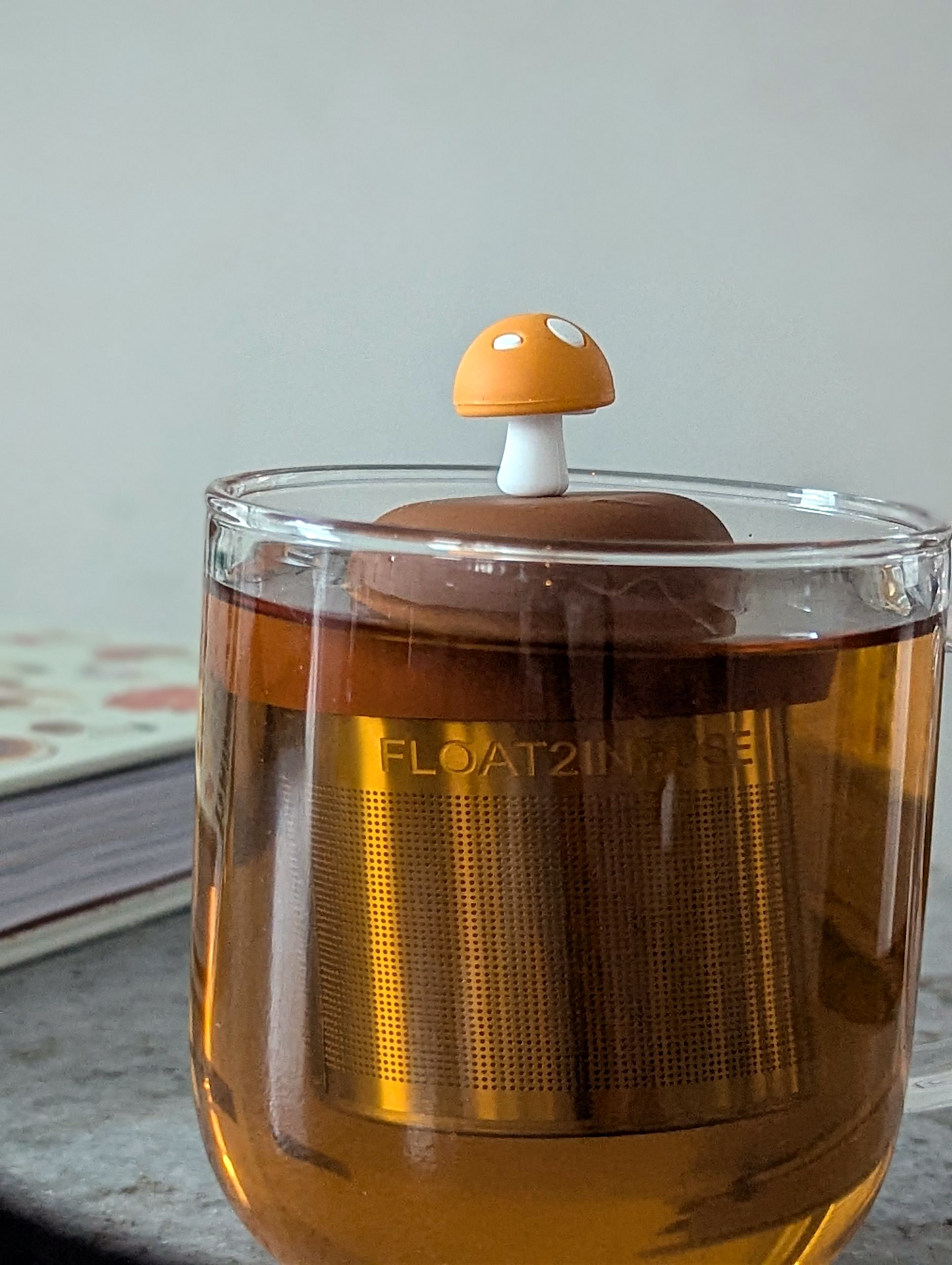 Floating Amber Yellow Mushroom Tea Infuser - Cute Tea Infuser for Loose Leaf Tea