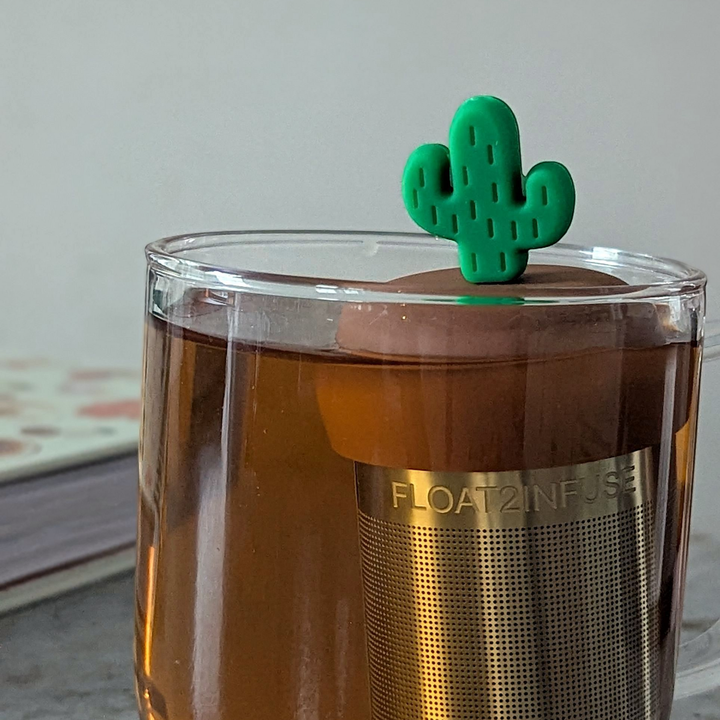 Floating Green Saguaro Cactus Tea Infuser - Cute Tea Infuser for Loose Leaf Tea