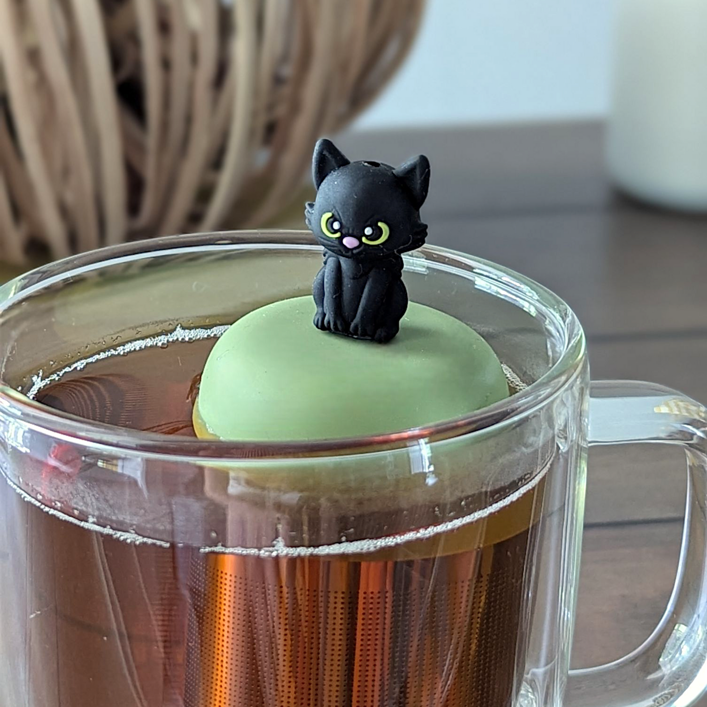 Floating Black Halloween Cat Tea Infuser - Cute Animal Tea Infuser for Loose Leaf Tea