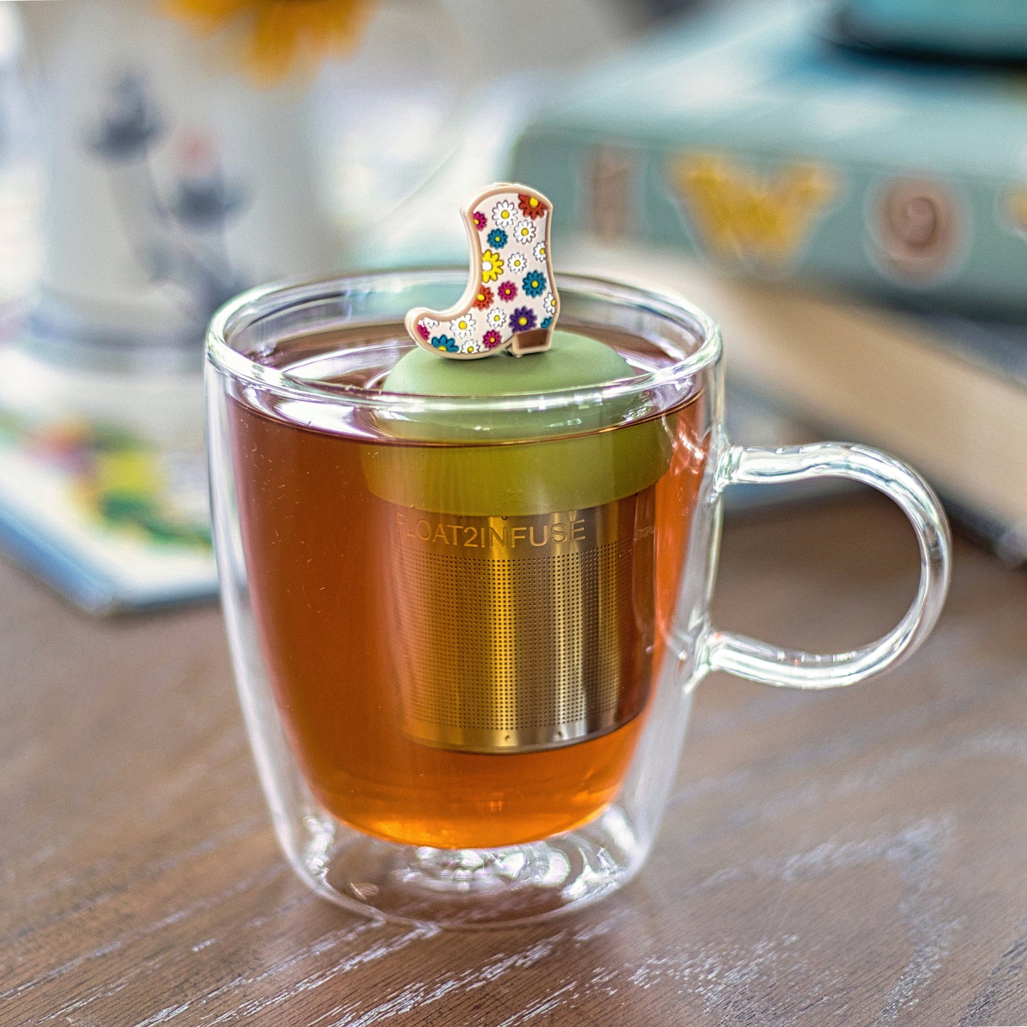 Floating Flower Cowboy Boot Tea Infuser - Cute Tea Infuser for Loose Leaf Tea