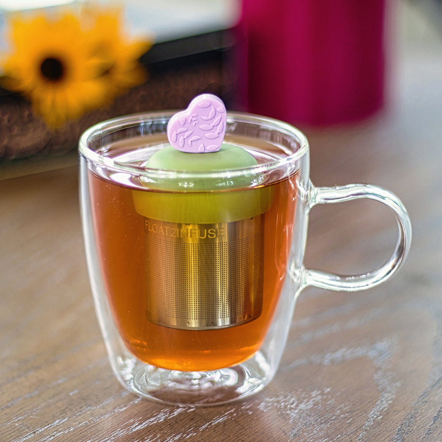 Floating Purple Leaf Heart Tea Infuser - Cute Tea Infuser for Loose Leaf Tea