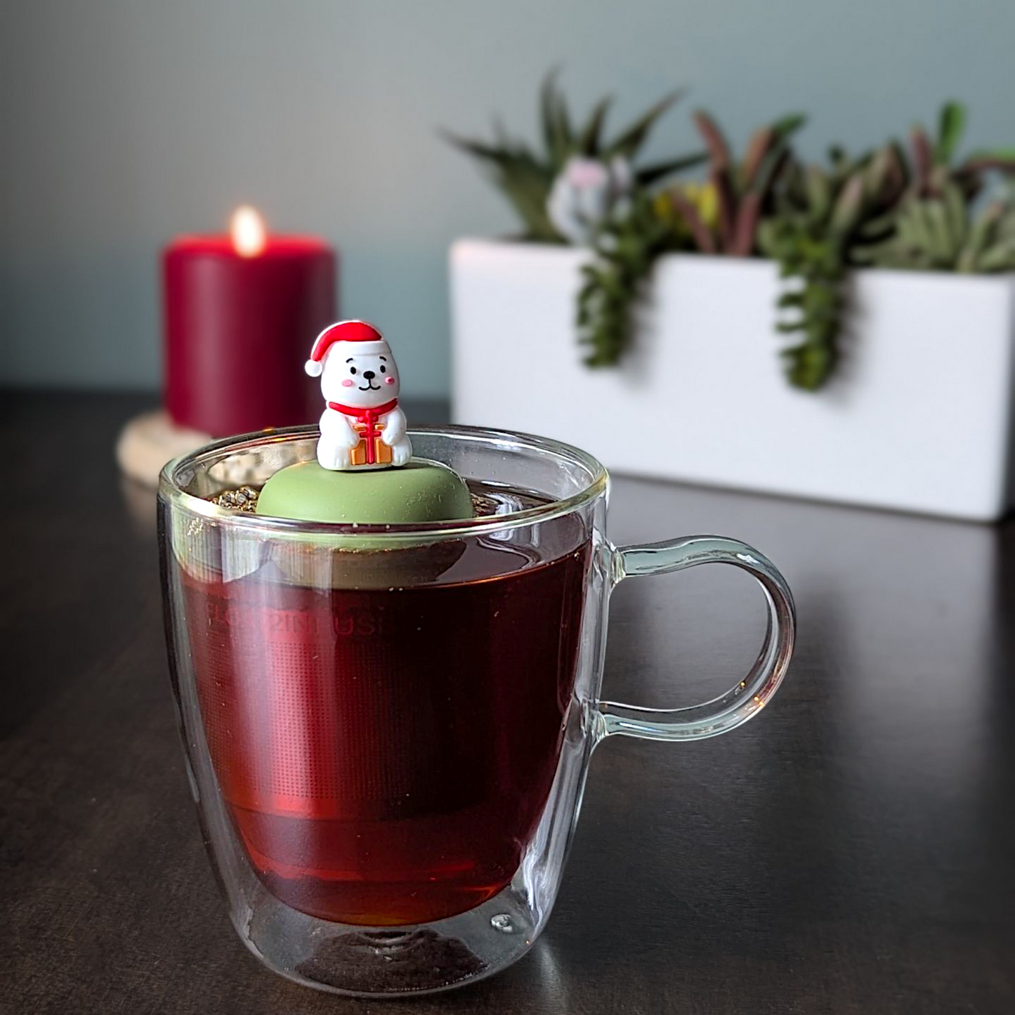 Floating Santa Polar Bear Tea Infuser - Cute Animal Tea Infuser for Loose Leaf Tea