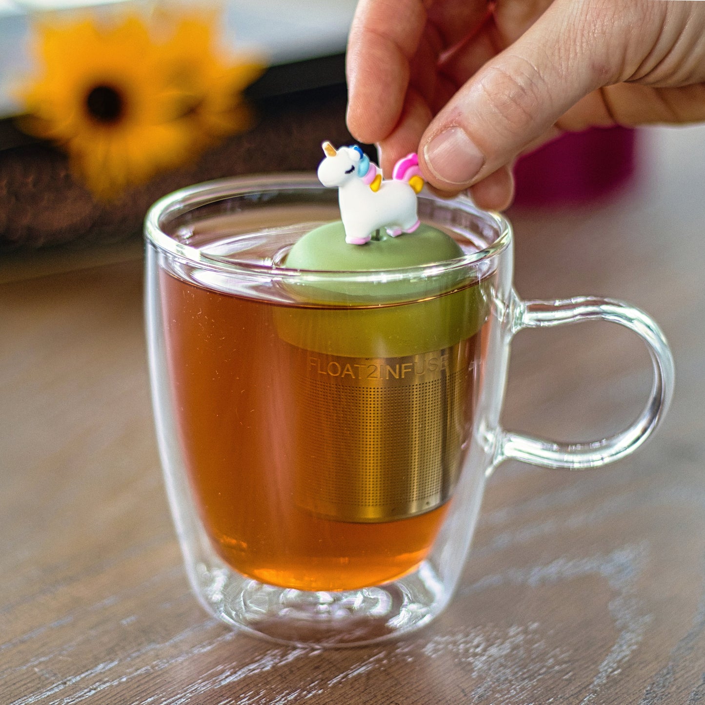 Floating Sparkly Unicorn Tea infuser