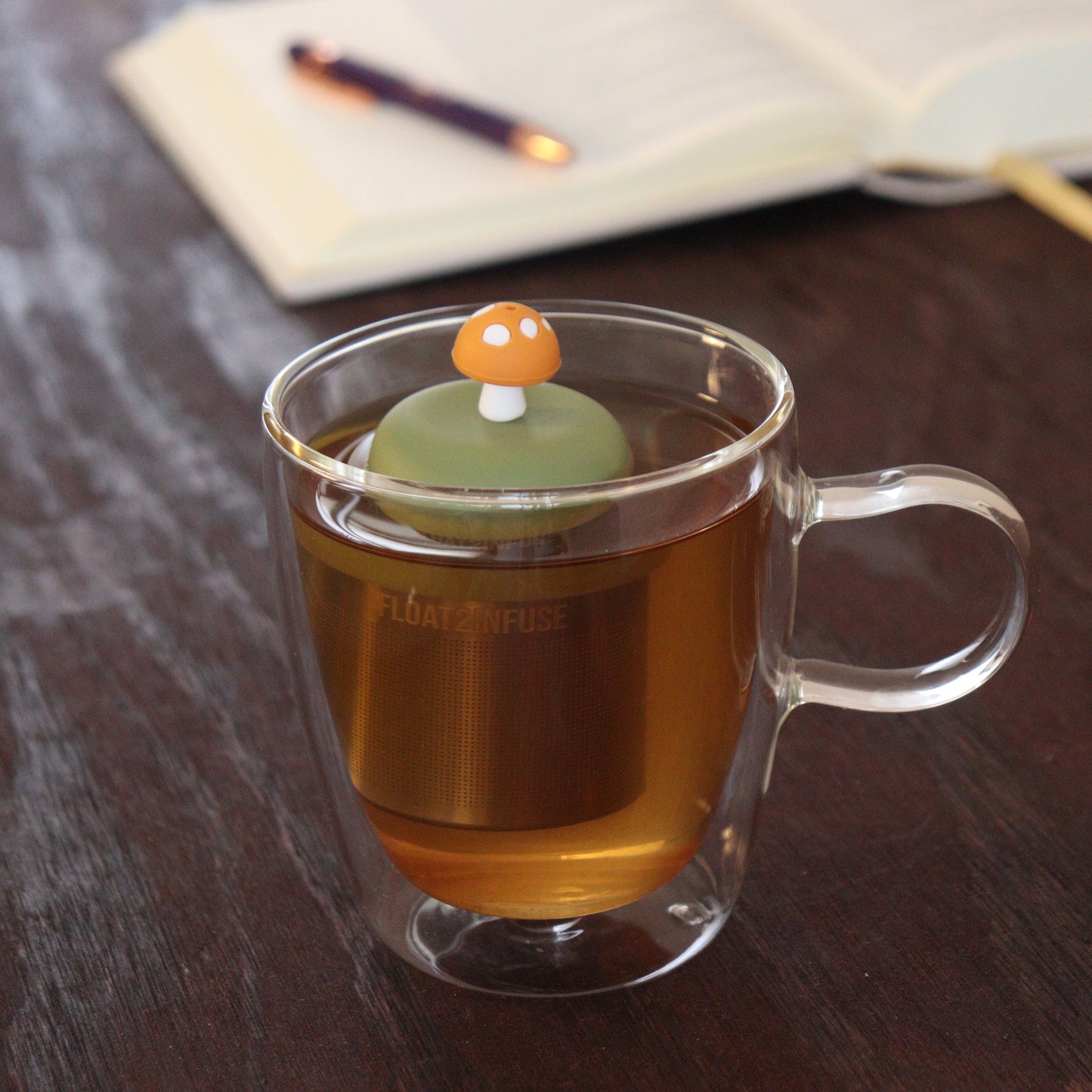 Floating Yellow Mushroom Tea Infuser - Cute Tea Infuser for Loose Leaf Tea