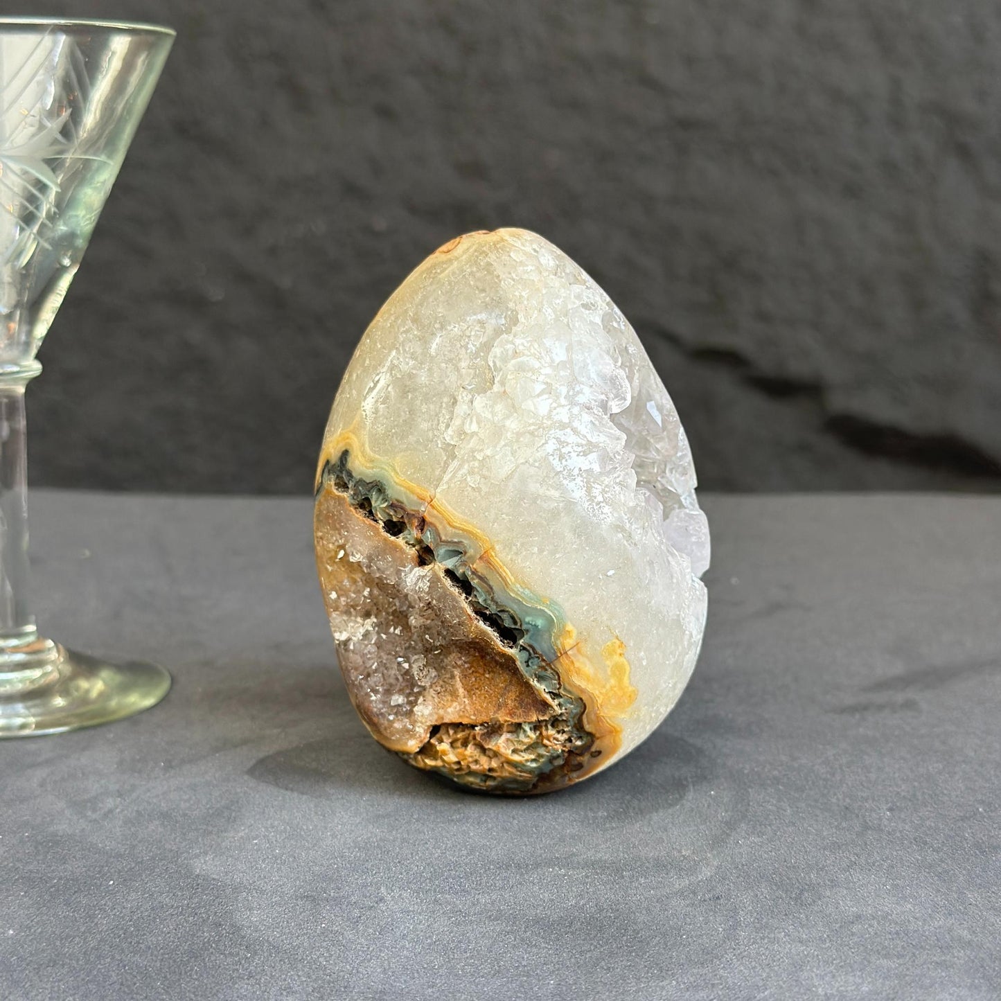 Genuine White Quartz Egg, Crystal Cavern, Polished Mineral Formation