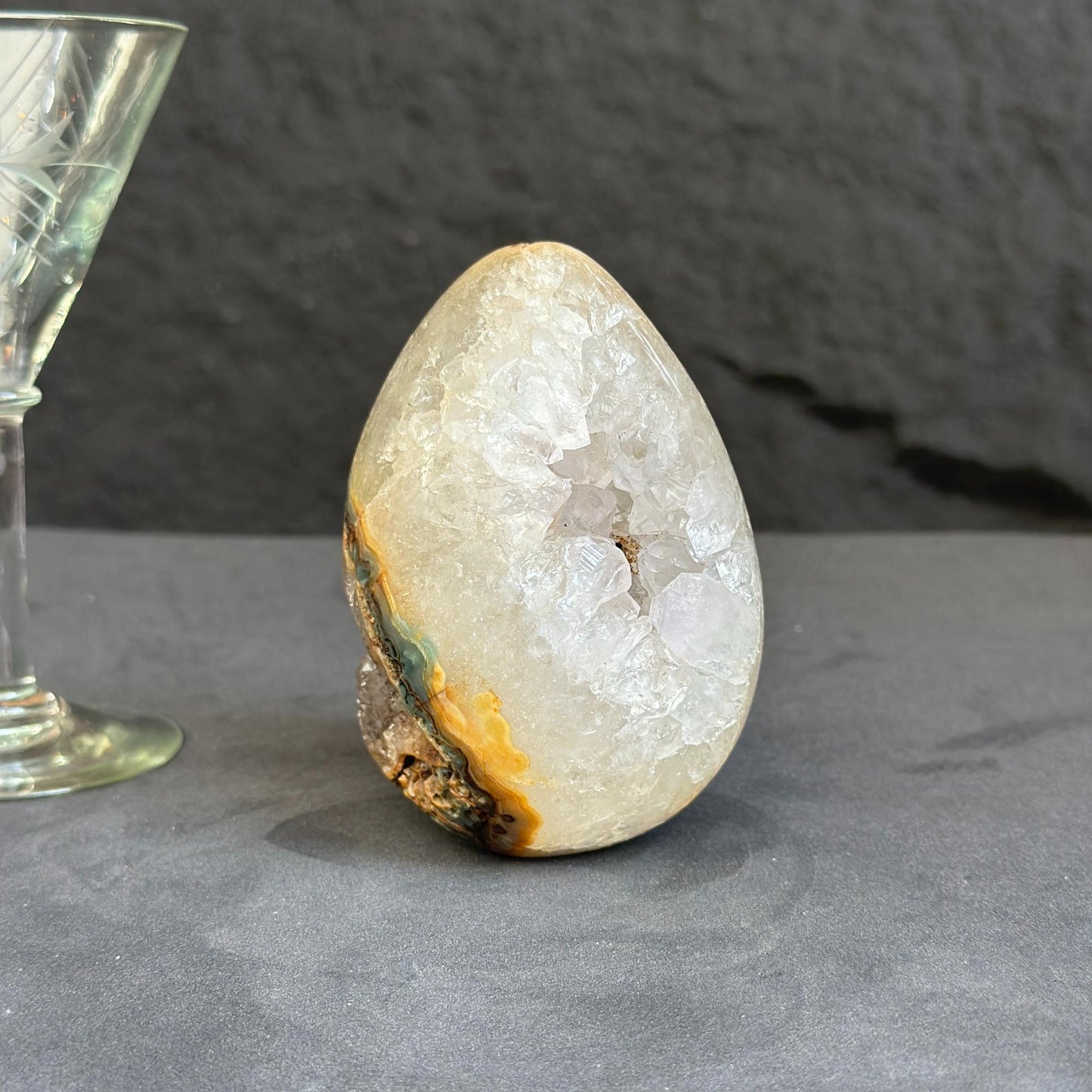 Genuine White Quartz Egg, Crystal Cavern, Polished Mineral Formation