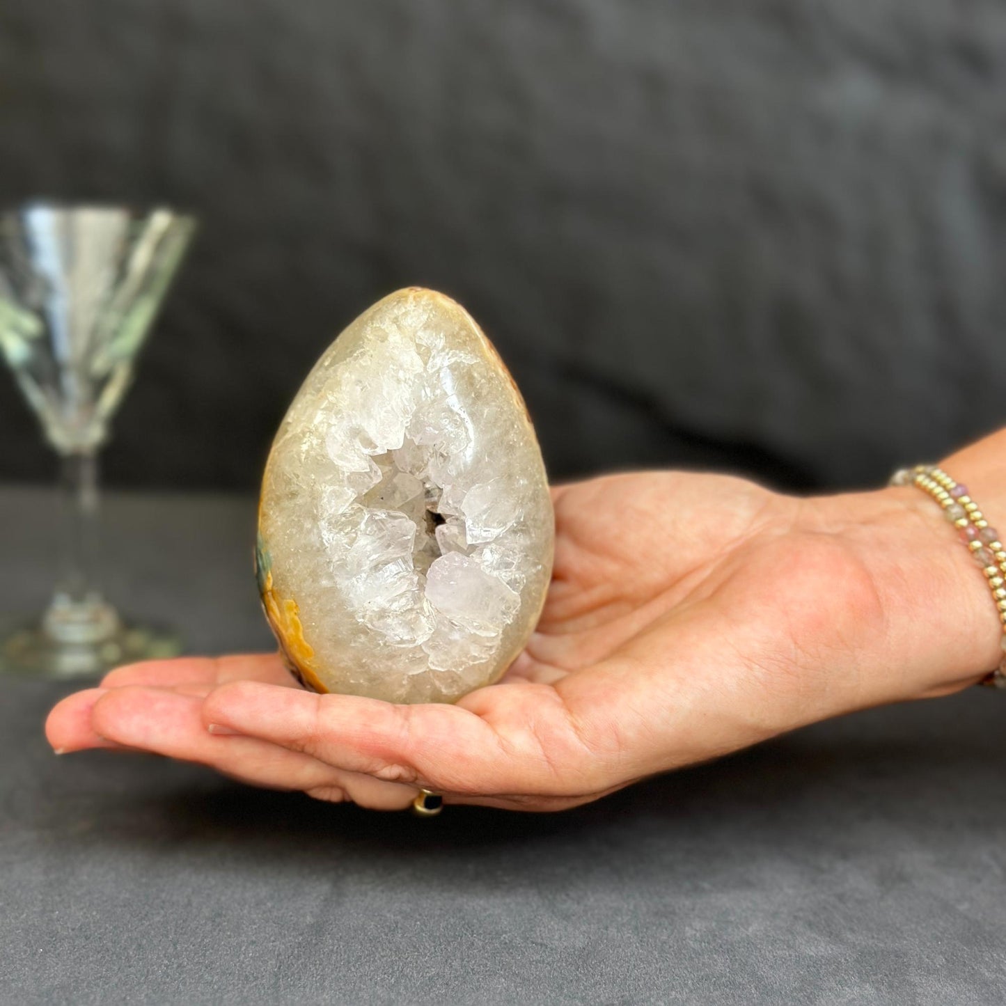 Genuine White Quartz Egg, Crystal Cavern, Polished Mineral Formation